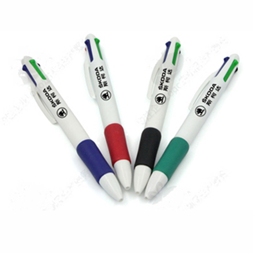 White barrel pen with 4 color refill