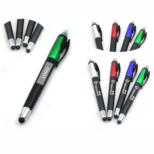 Multi-function plastic pen with stylus