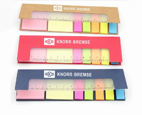 Post it note set with plastic ruler