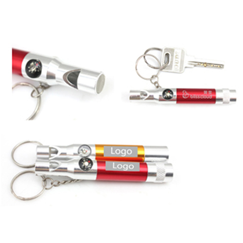 Keyring with compass and whistle